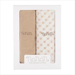 SET 2 PZ MUSSOLA DI GARZA 120X120CM BEIGE